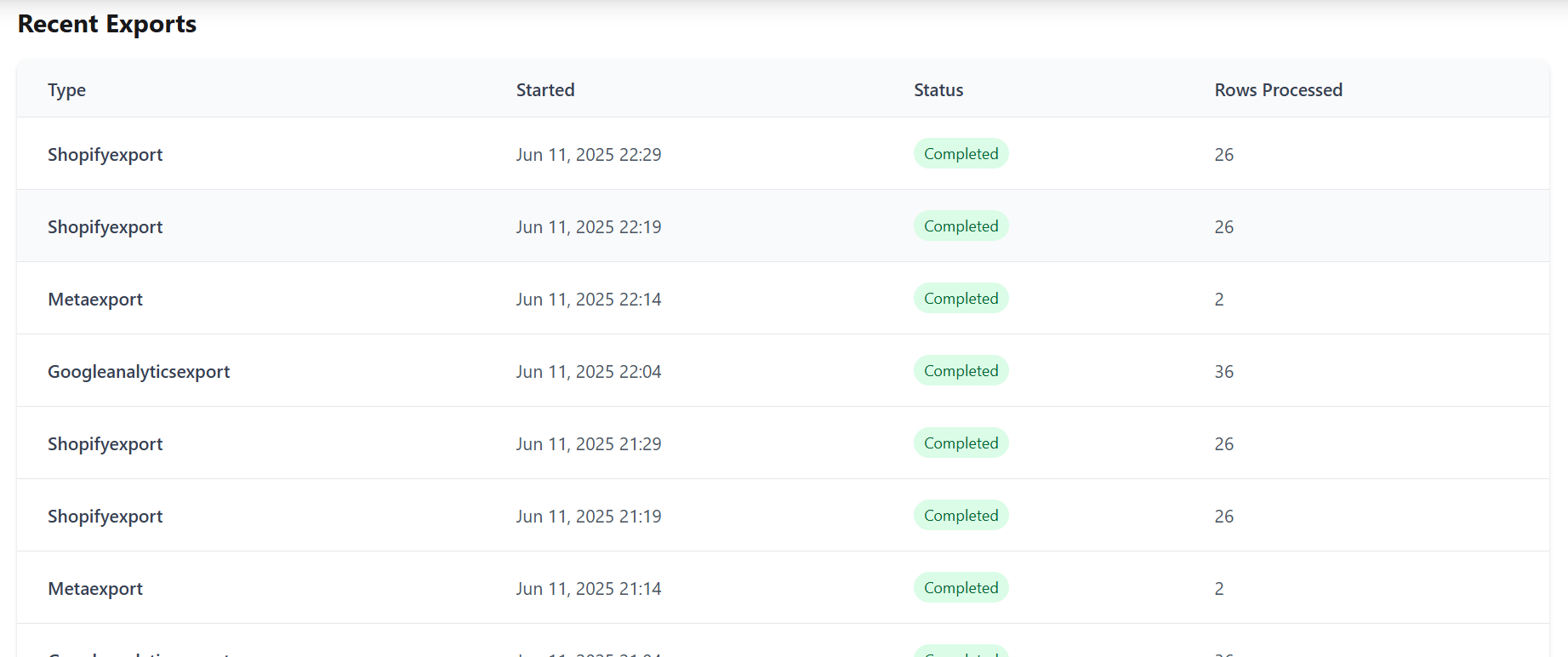Export Logs Dashboard